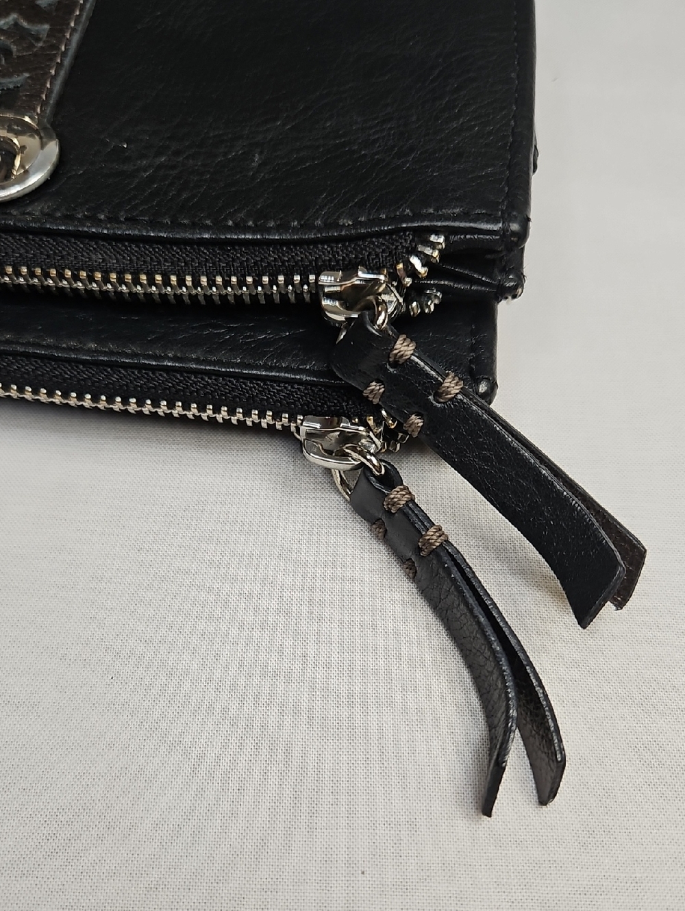 Brighton Black Leather Wallet/Organizer/Crossbody with Silver Accent - Picture 3 of 14